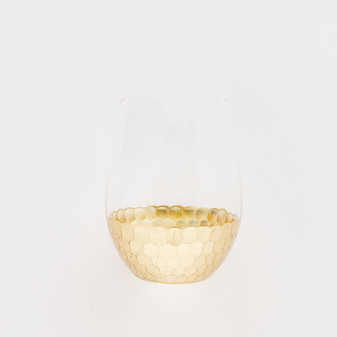 Hammered Base Stemless Wine Glass